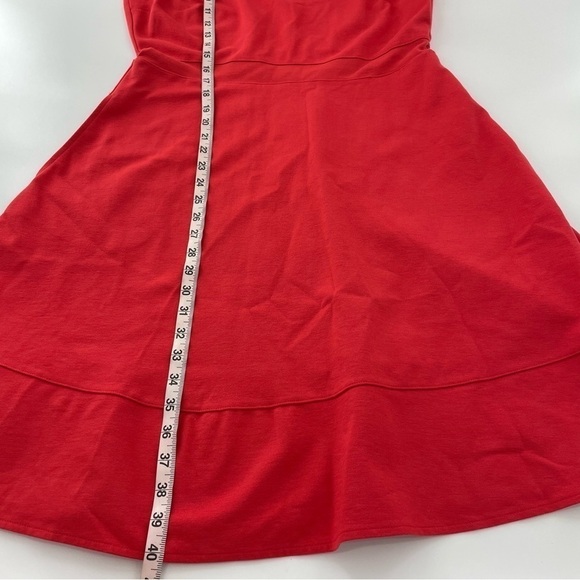 Lands End Viscose Heavy Red V Back Sleeveless Skater Dress Size‎ 14 Petite - Picture 4 of 13